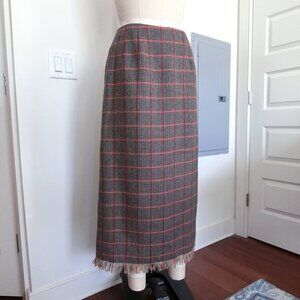 Vintage 90s Harve Bernard Sport Wool Plaid Fringe Skirt | Size 8 (Fits 6)